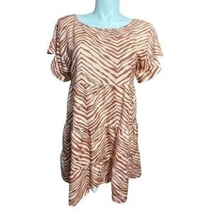 Nine West Dress Women XL - NWT | Zebra Animal Print Peach - Burnt Orange